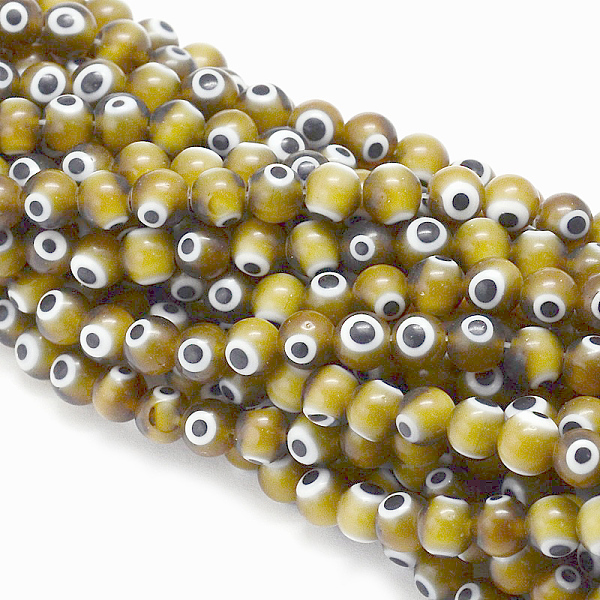 

PandaHall Handmade Evil Eye Lampwork Round Bead Strands, Olive, 8mm, Hole: 1mm, about 49pcs/strand, 14.17 inch Lampwork Evil Eye Green
