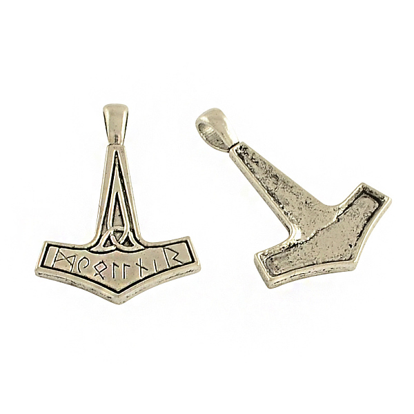 

PandaHall Tibetan Style Alloy Thor's Hammer Pendants, Cadmium Free & Lead Free, Antique Silver, 37x25x2mm, Hole: 4mm Alloy Tool