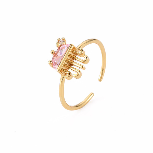 

PandaHall Brass Micro Pave Cubic Zirconia Cuff Rings, Open Rings, Cadmium Free & Nickel Free & Lead Free, Jellyfish, Pearl Pink, Real 16K...