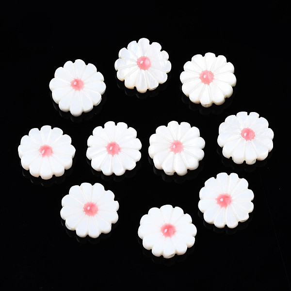 

PandaHall Natural Freshwater Shell Beads, with Enamel, Flower, Light Coral, 12x4mm, Hole: 0.9mm Freshwater Shell Flower