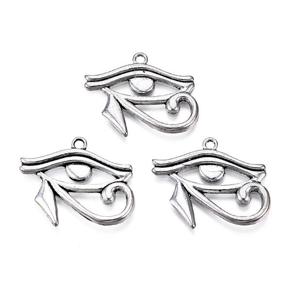 

PandaHall Tibetan Style Alloy Pendants, Cadmium Free & Lead Free, Eye of Horus, Antique Silver, 26x32x2mm, Hole: 2mm, about 290pcs/1000g...