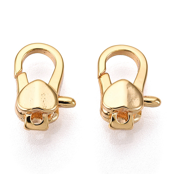 

PandaHall Brass Heart Lobster Claw Clasps, for Jewelry Making, Real 18K Gold Plated, 11x7.5x4mm, Hole: 1.2mm Brass Heart