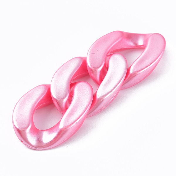 

PandaHall Opaque Acrylic Linking Rings, Quick Link Connectors, for Curb Chains Making, Pearlized, Twist, Hot Pink, 29x20x6mm, Inner Diameter...