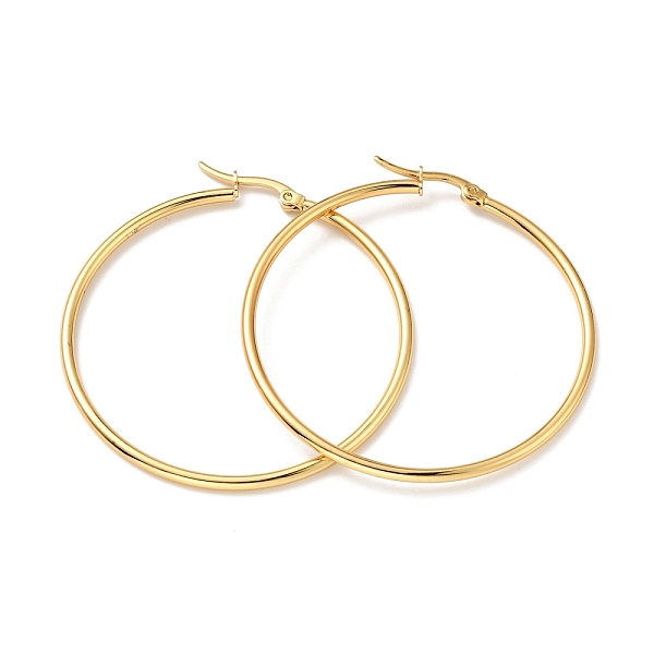 

PandaHall Vacuum Plating 201 Stainless Steel Hoop Earrings with 304 Stainless Steel Pins for Women, Golden, 49x2mm, Pin: 0.6mm 304 Stainless...