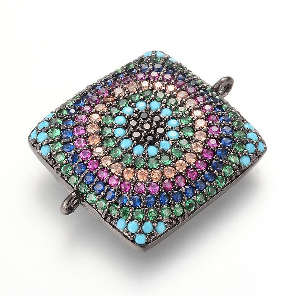 

PandaHall Brass Micro Pave Cubic Zirconia Links, Square, Gunmetal, 22.1x17.5x4mm, Hole: 1mm Brass+Cubic Zirconia Square