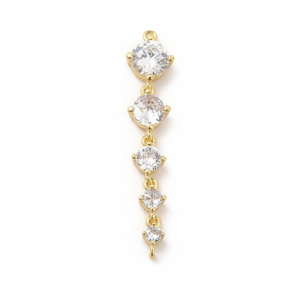 

PandaHall Rack Plating Brass Pave Cubic Zirconia Connector Charms, Cadmium Free & Lead Free, Five Flat Round Links, Real 18K Gold Plated..., Clear