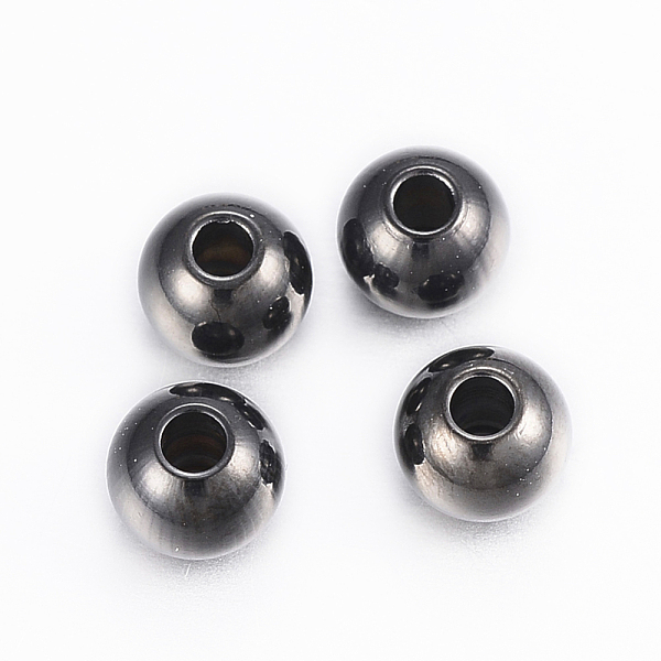

PandaHall 304 Stainless Steel Beads, Round, Electrophoresis Black, 6x5mm, Hole: 2mm 304 Stainless Steel Round