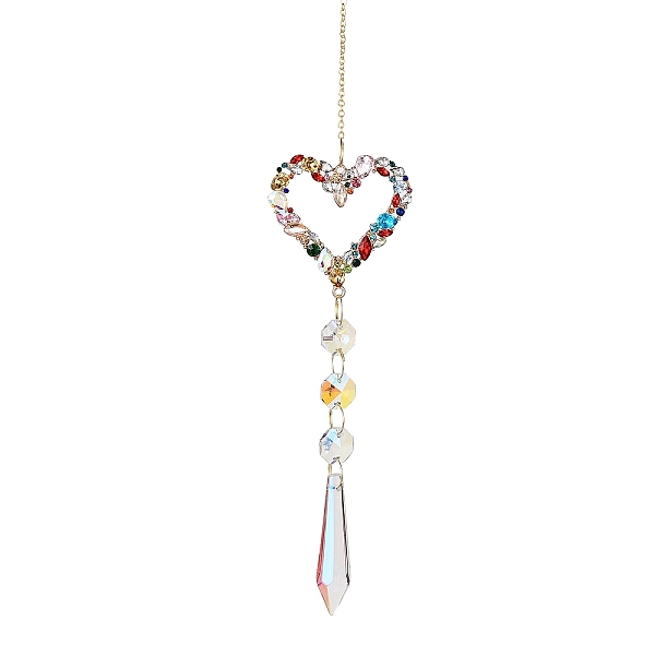 

PandaHall Alloy Rhinestone Hanging Ornaments, Glass Cone Tassel for Home Garden Outdoor Decorations, Heart, 398mm Alloy+Rhinestone Heart