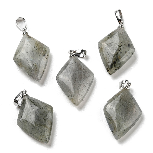 

PandaHall Natural Labradorite Pendants, with Platinum Tone Brass Findings, Rhombus Charm, 28~29x17~18x5.5~6mm, Hole: 4x7mm Labradorite...