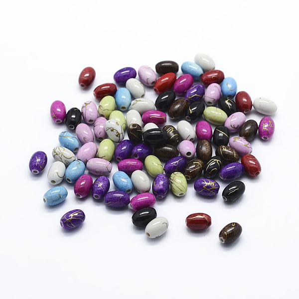 

PandaHall Drawbench Acrylic Beads, Spray Painted, Oval, Mixed Color, 7.5x5mm, Hole: 1mm, about 1466pcs/500g Acrylic Oval Multicolor