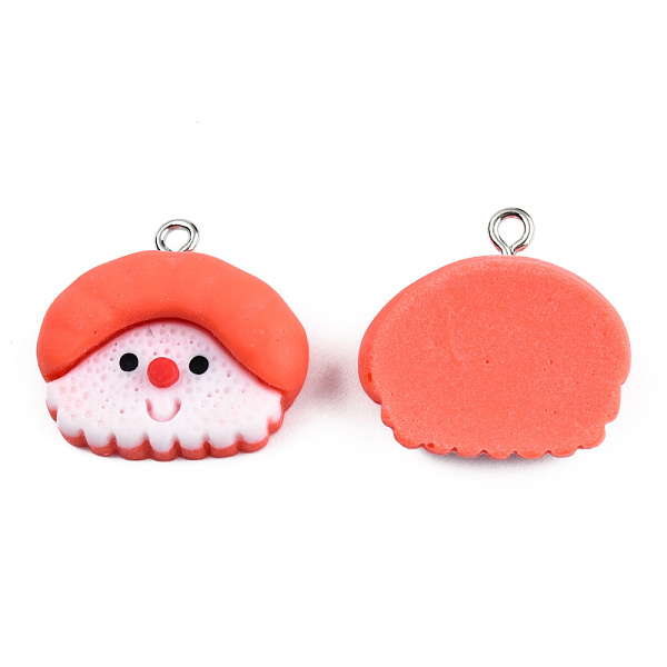 

PandaHall Christmas Opaque Resin Pendants, with Platinum Plated Iron Loops, Santa Claus Charm, Orange Red, 21~22x22.5~23x7.5mm, Hole: 2mm...