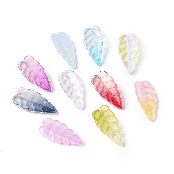 

PandaHall Electroplate Transparent Glass Pendant, Leaf, Mixed Color, 23x10x3mm, Hole: 1.2mm Glass Leaf Multicolor