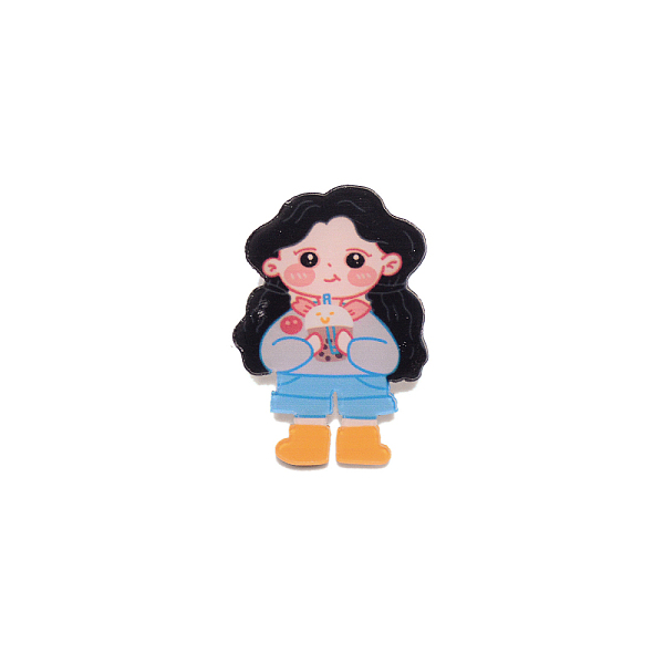 

PandaHall Cute Girl Figure Brooch Pin, Acrylic Lapel Pin for Backpack Clothes, White, Colorful, 34x24x7mm Acrylic