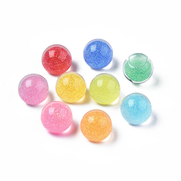 

PandaHall Translucent Acrylic Cabochons, with Glitter Powder, Round, Mixed Color, 14x12.5mm Acrylic Round Multicolor