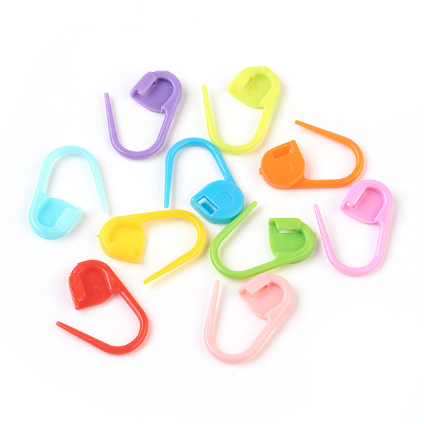 

PandaHall Eco-Friendly ABS Plastic Knitting Crochet Locking Stitch Markers Holder, Mixed Color, 22x11x3mm, Pin: 1mm Plastic Multicolor