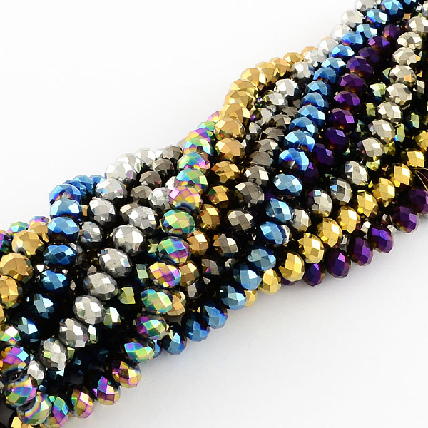 

PandaHall Electroplate Glass Bead Strands, Faceted, Rondelle, Mixed Color, 10x7.5~8mm, Hole: 1mm, about 70~72pcs/strand, 20.8 inch Glass...