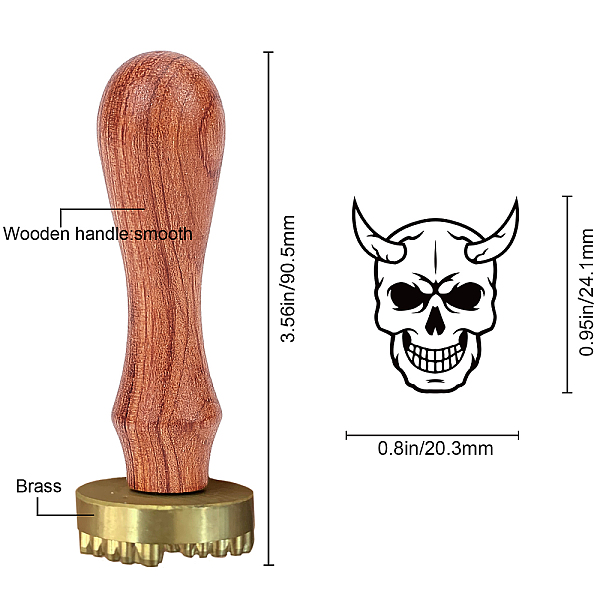 

PandaHall CRASPIRE 1Pc Golden Brass Stamp Head, For Wax Seal Stamp, with 1Pc Pear Wood Handle, and 1Pc Rectangle Velvet Pouches, Skull...
