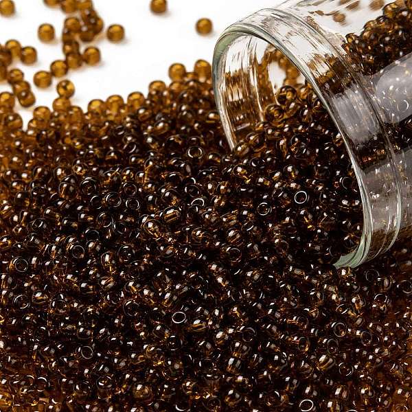 

PandaHall TOHO Round Seed Beads, Japanese Seed Beads, (941) Transparent Smoked Topaz, 11/0, 2.2mm, Hole: 0.8mm, about 1110pcs/10g Glass..., Brown