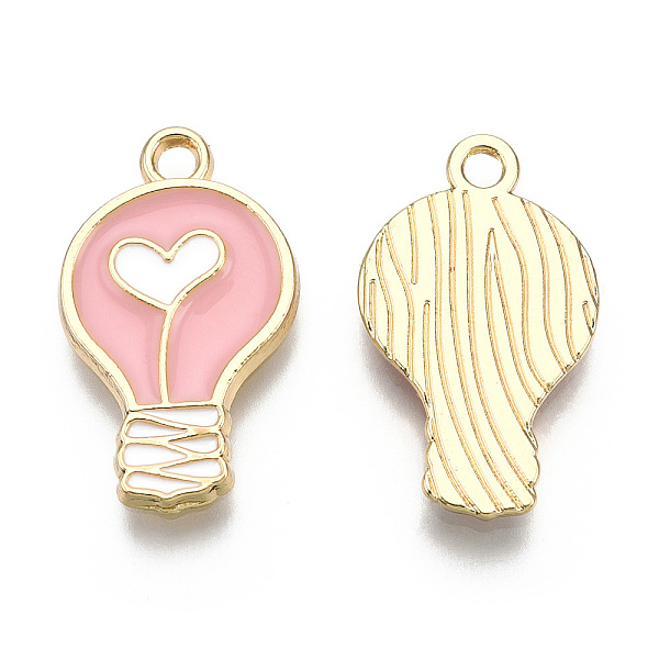 

PandaHall Alloy Enamel Pendants, Light Gold, Bulb, Pink, 20x12x2mm, Hole: 1.8mm Alloy+Enamel Others Pink