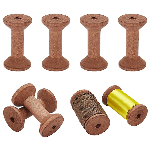 

PandaHall Wood Thread Bobbins, for Embroidery and Sewing Machines, Coconut Brown, 39.5x70mm, Hole: 9mm Wood
