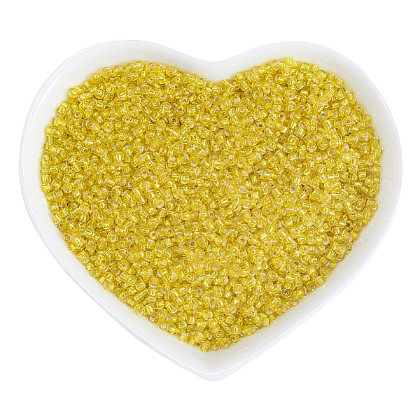 

PandaHall Ornaland 12/0 Transparent Glass Seed Beads, Grade A, Silver Lined Round Hole, Round, Yellow, 2x1.5mm, Hole: 0.3mm, about...