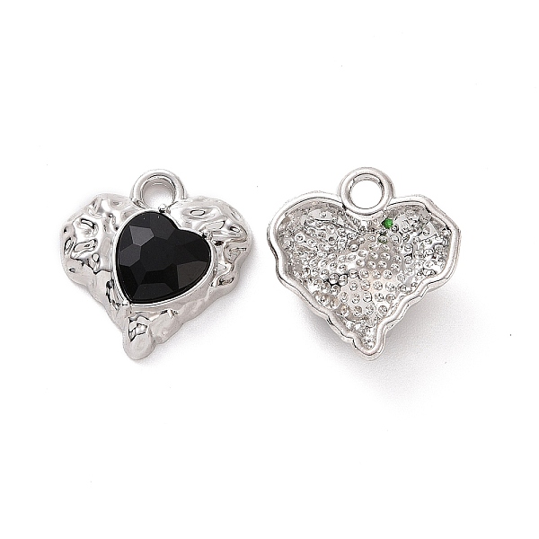 

PandaHall Rack Plating Alloy Glass Pendants, Cadmium Free & Lead Free & Nickle Free, Platinum Tone Heart Charms, Black, 18x17x5.5mm, Hole...