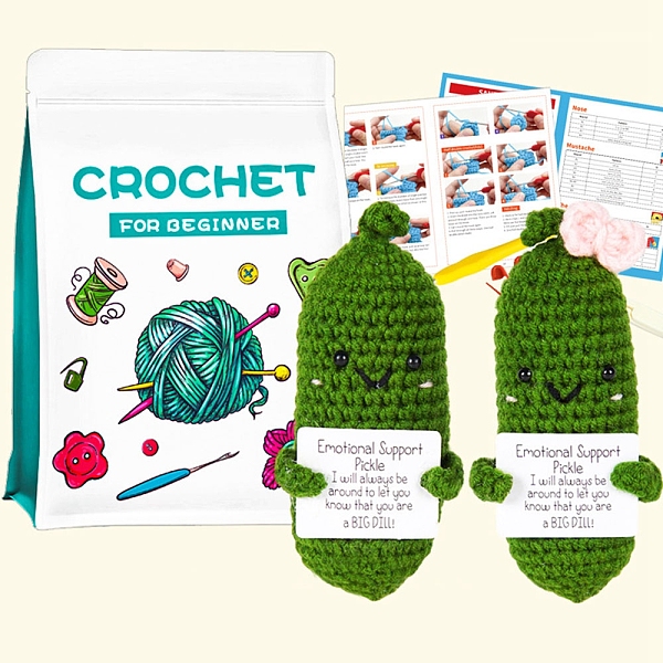 

PandaHall DIY Knitting Cucumber Ornaments Kits, Including Needle, Stitch Marker, Mixed Color, Packaging: 25x18.5x9cm Yarn Vegetables..., Multicolor