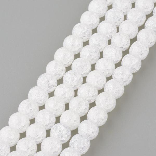 

PandaHall Synthetic Crackle Quartz Beads Strands, Round, Clear, 4mm, Hole: 0.8mm, about 100pcs/strand, 15.7 inch Crackle Quartz Round Clear