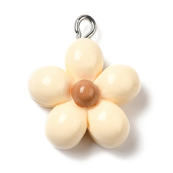 

PandaHall Opaque Resin Pendants, with Platinum Plated Iron Loops, Flower, 24.5x21x9mm, Hole: 2.5mm Iron+Resin Flower Gold