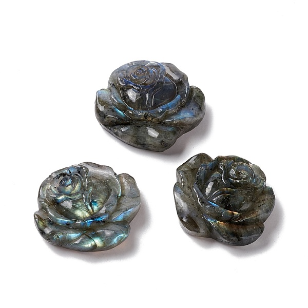 

PandaHall Natural Labradorite Cabochon, Rose, 35.5~37.5x37.5~39x10~11.5mm Labradorite Flower