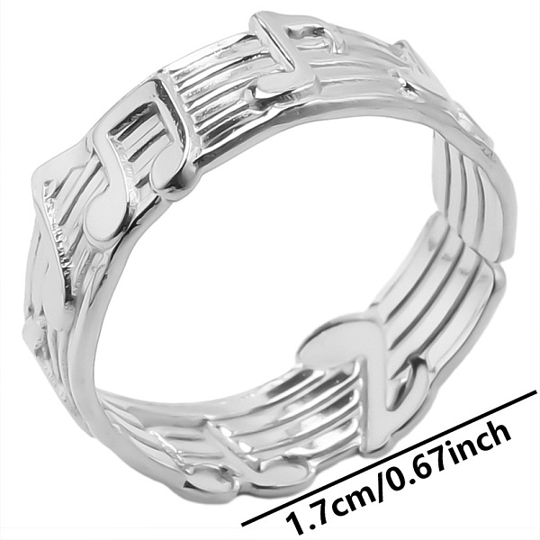 

PandaHall Stainless Steel Music Note Open Cuff Ring for Unisex, Simple Adjustable Ring, Stainless Steel Color Other Musical Note