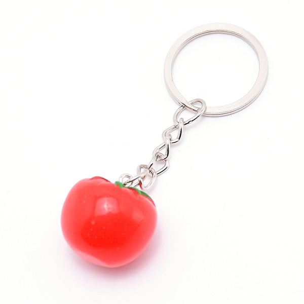 

PandaHall Resin Keychain, with Platinum Plated Iron Key Rings, Tomato, Red, 77mm Resin Vegetables Red