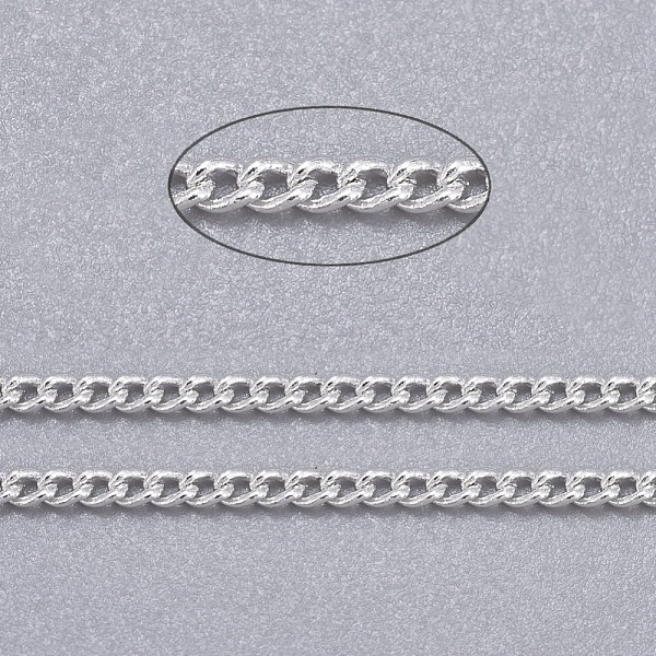 

PandaHall Brass Twisted Chains, Curb Chains, Soldered, with Spool, Oval, Lead Free & Cadmium Free, Silver Color Plated, 2x1x0.35mm, about...