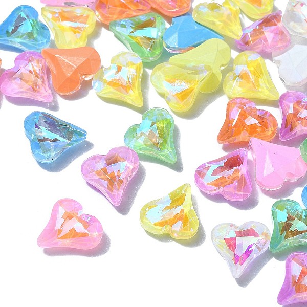 

PandaHall 10Pcs Heart Translucent Glass Pointed Back Cabochons, Rainbow Plated, Nail Art Decoration Accessories, Faceted, Mixed Color..., Multicolor