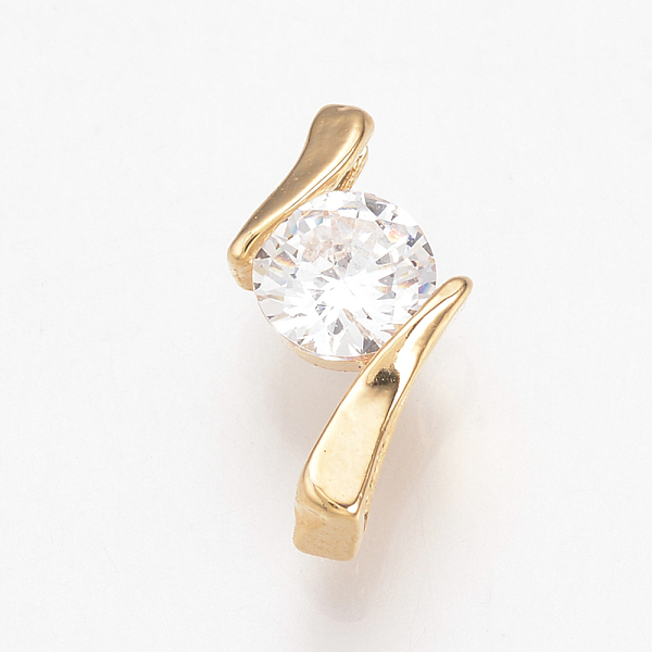 

PandaHall Brass Cubic Zirconia Charms, Nickel Free, Real 18K Gold Plated, 13x7x4mm, Hole: 1x4mm Brass+Cubic Zirconia Others