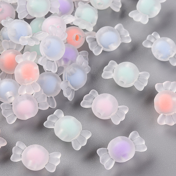 

PandaHall Transparent Acrylic Beads, Frosted, Bead in Bead, Candy, Mixed Color, 9x17x8.5mm, Hole: 2mm, about 960pcs/500g Acrylic Candy..., Multicolor