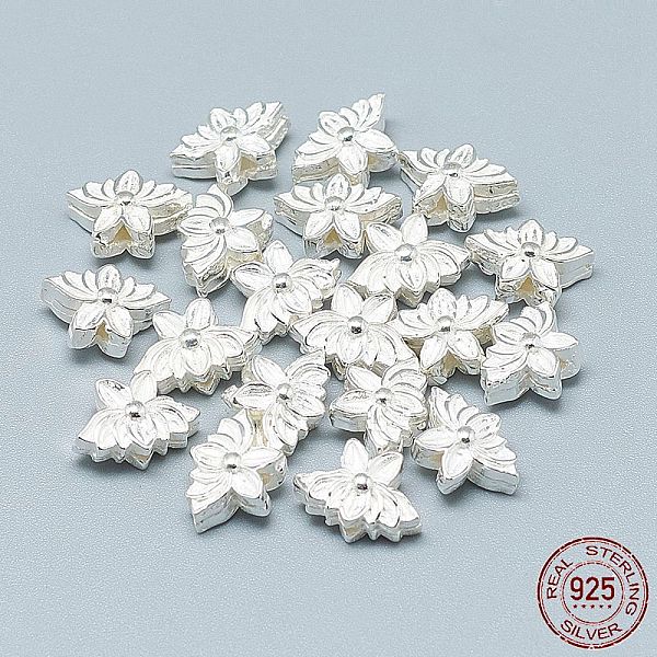 

PandaHall 925 Sterling Silver Beads, Flower, Silver, 8x11.5x5mm, Hole: 1.2mm Sterling Silver Flower Silver