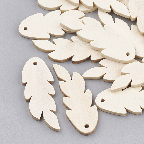 

PandaHall Wood Pendants, Leaf, Wheat, 48x17.5x3mm, Hole: 2mm Wood Leaf Orange