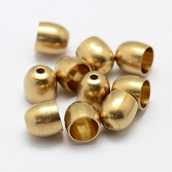 

PandaHall Brass Cord Ends, End Caps, Nickel Free, Raw(Unplated), 7x7mm, Hole: 1.5mm, 5.5mm inner diameter Brass