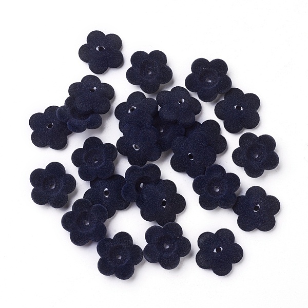 

PandaHall Flocky Acrylic Bead Caps, 5-Petal, Flower, Prussian Blue, 24x6.5mm, Hole: 2.5mm Acrylic