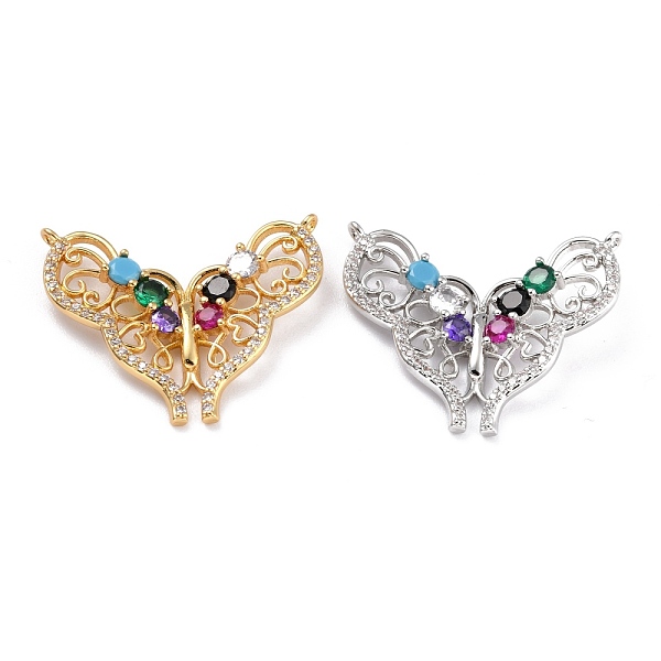 

PandaHall Brass Micro Pave Colorful Cubic Zirconia Pendants, Long-Lasting Plated, Butterfly, Mixed Color, 23.5x28.5x3.5mm, Hole: 1mm...