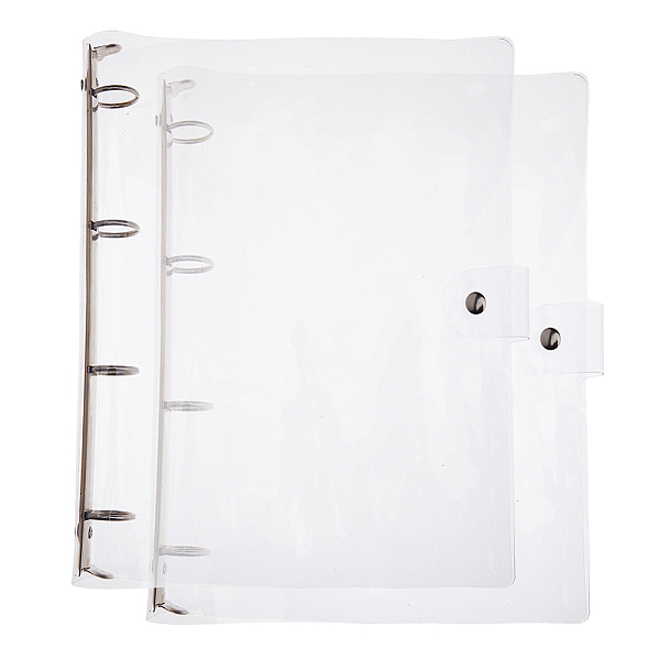 

PandaHall A4 6-Ring Transparent PP Plastic Binder Covers, with Alloy Findings, Rectangle, Clear, 315x265x30.5mm Plastic Rectangle Clear