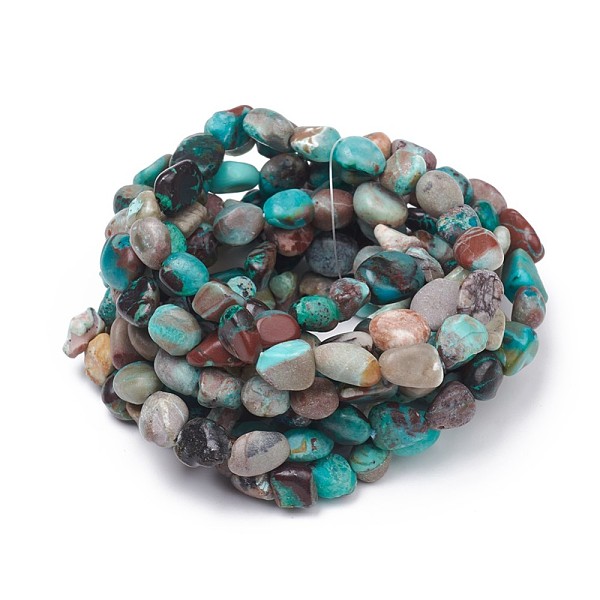 

PandaHall Natural Chrysocolla Stretch Beaded Bracelets, Tumbled Stone, Nuggets, 1-7/8 inch~2-1/8 inch(4.8~5.5cm), Beads: 6~15x6~11x3~11mm...
