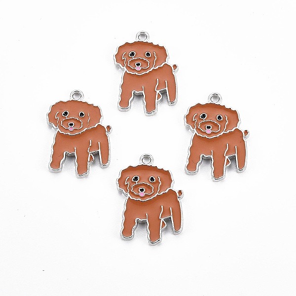 PandaHall Rack Plating Alloy Enamel Pendants, Lead Free & Nickel Free & Cadmium Free, Tedddy Dog, Chocolate, 28.5x19.5x2mm, Hole: 2mm...