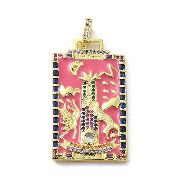 

PandaHall Brass Micro Pave Cubic Zirconia Pendants with Enamel, Tarot, Hot Pink, 39x22.5x3mm, Hole: 5x3mm Brass+Cubic Zirconia+Enamel Tarot