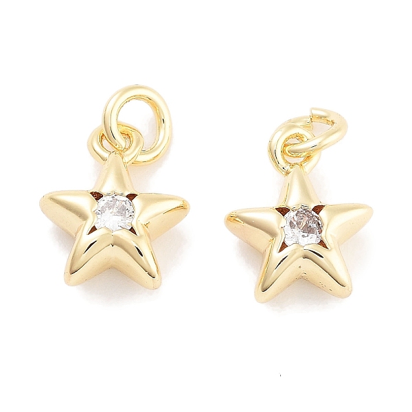 

PandaHall Brass with Cubic Zirconia Pendant, with Jump Ring, Star, Real 18K Gold Plated, 9.5x8x4mm, Hole: 2.4mm Brass+Cubic Zirconia Star..., Clear