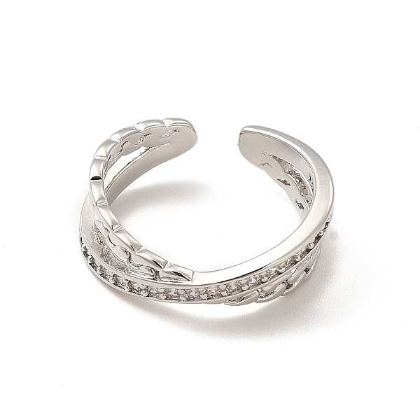 

PandaHall Cubic Zirconia Criss Cross Open Cuff Ring, Brass Jewelry for Women, Lead Free & Cadmium Free, Platinum, US Size 7 1/4(17.5mm)..., Clear