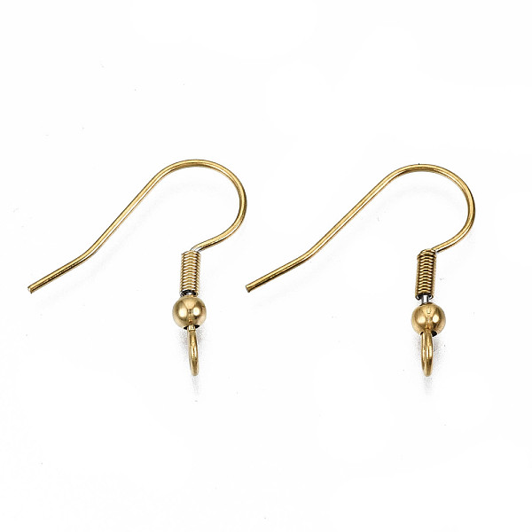 

PandaHall 304 Stainless Steel Earring Hooks, Ear Wire, with Vertical Loop, Real 18K Gold Plated, 19~21x18mm, Hole: 2.5mm, 21 Gauge, Pin...