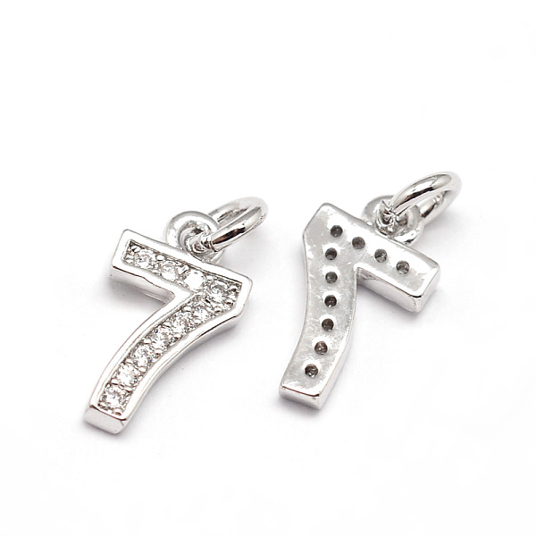 

PandaHall Real Platinum Plated Tone Brass Micro Pave Cubic Zirconia Number Charms, Num.7, Cadmium Free & Nickel Free & Lead Free..., Clear