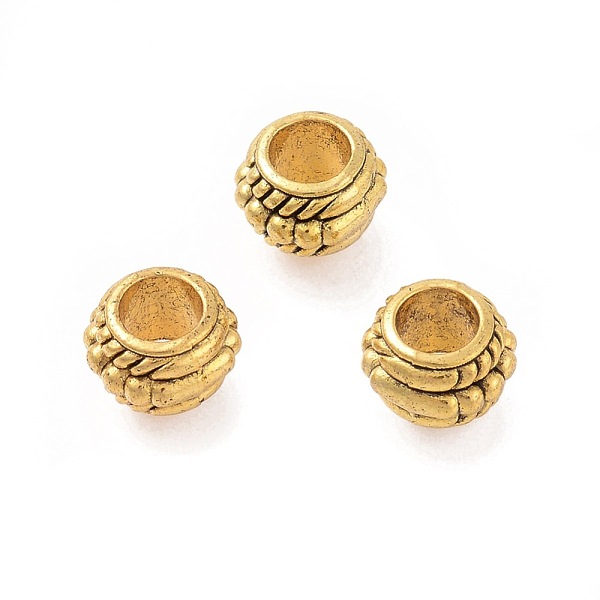 

PandaHall Tibetan Style Alloy European Beads, Large Hole Beads, Rondelle, Antique Golden, 8x6mm, Hole: 4mm Alloy Rondelle